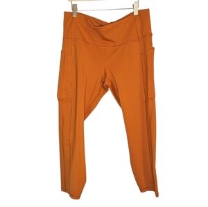 Athleta crop pants leggings rust brown dark orange Large T14